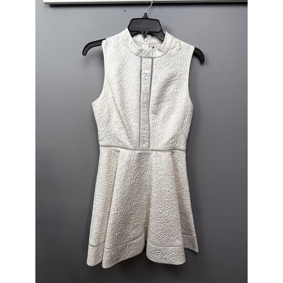 Cynthia Rowley‎ Textured Cocktail dress Womens 4 White Gold metallic Pockets NEW - Picture 3 of 12